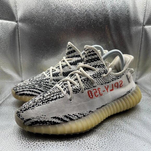 Size 7 Adidas Yeezy Boost 350 V2 Zebra White Black Mens Running Shoes CP9654 - Picture 6 of 11